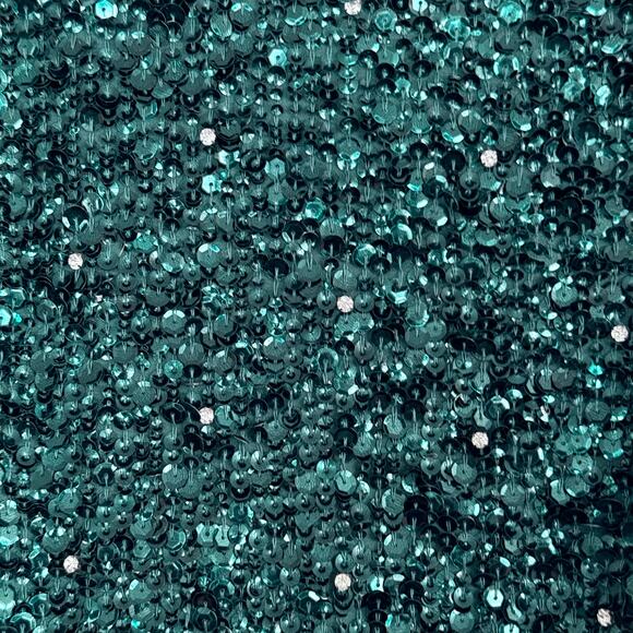 Mac Duggal Midi Sheath Dress Sleeveless High Neck Beaded Sequin Green Size 2 - Picture 2 of 15